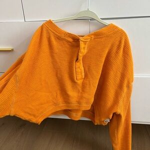 Orange Waffle Knit Women's Top